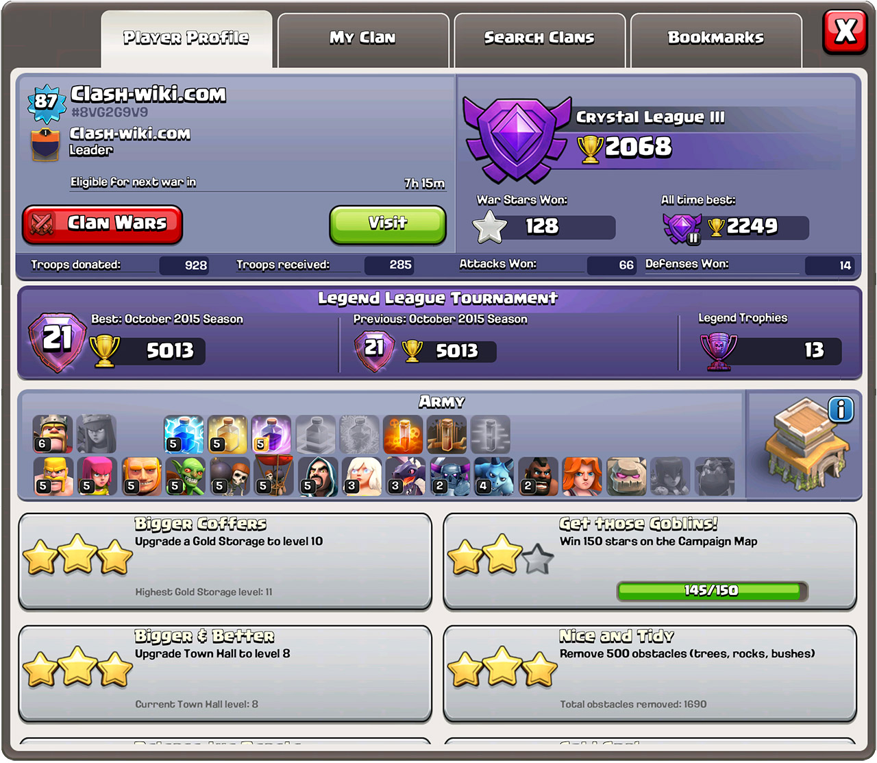 The Player Profile Screen The Player Profile Screen