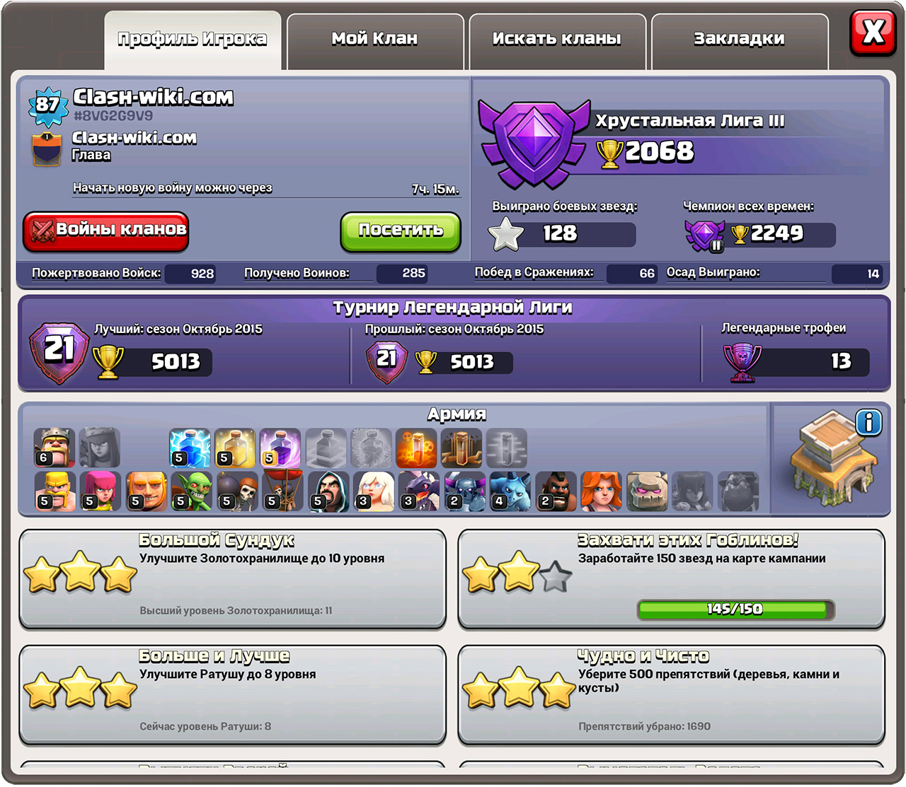 Внешний вид профиля игрока Внешний вид профиля игрока